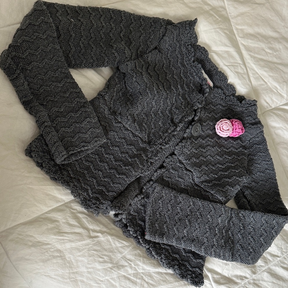 OshKosh B'gosh Charcoal Cardigan with Pink Detail